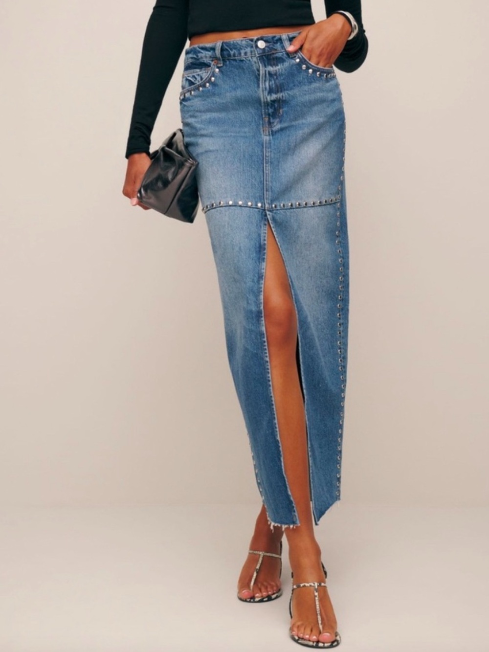 Reformation Light Blue Denim Jean skirt maxi